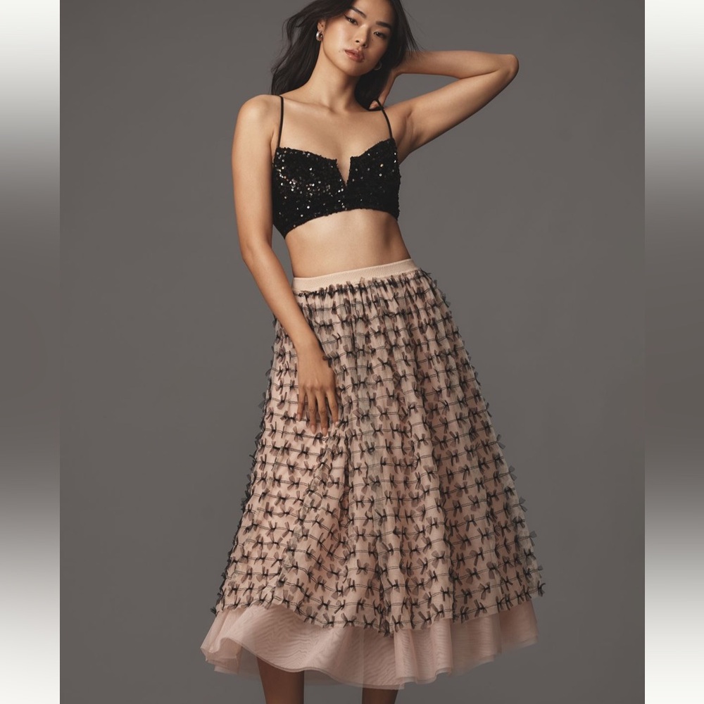 Maeve All-Over Bow Tulle
Midi Skirt Size XL